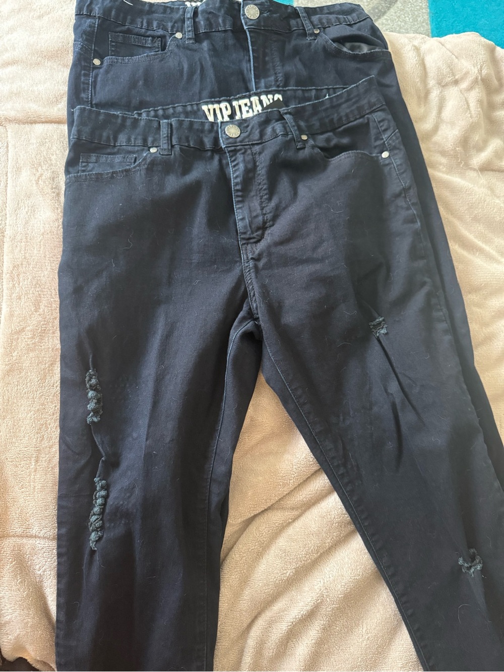 V.I.P. Two Pairs Of Black Distressed Skinny Jeans